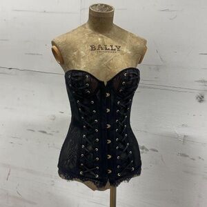 Adore Me Black Lace Corset with Gold Accents